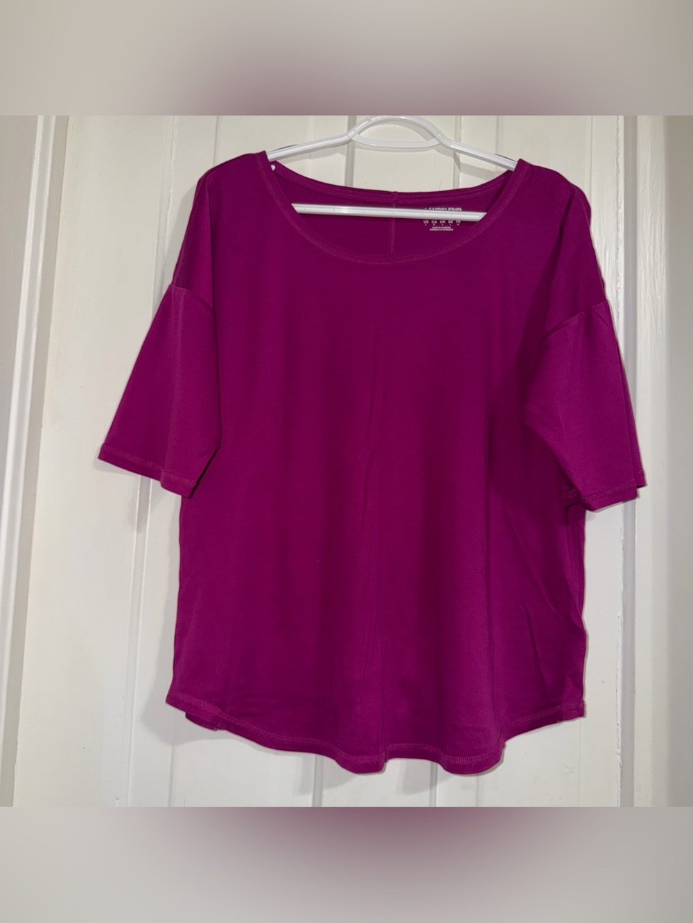Women's size large shirt Relaxed Scoop Neck‎ Top - Magenta lands end
